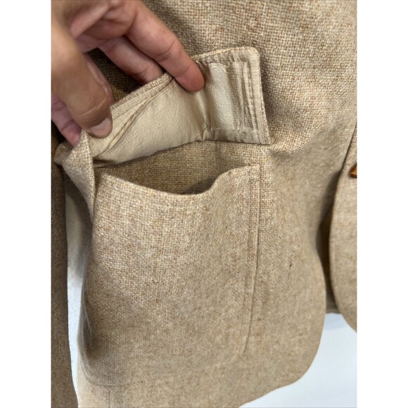 Vintage Derby of San Francisco Mens Sport Coat Blazer Jacket Tweed Tan Size‎ 44 - Picture 6 of 16